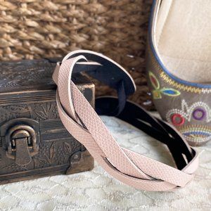 Hipsy Porcelain Pink Adjustable No Slip Genuine Leather Hand Braided Headband